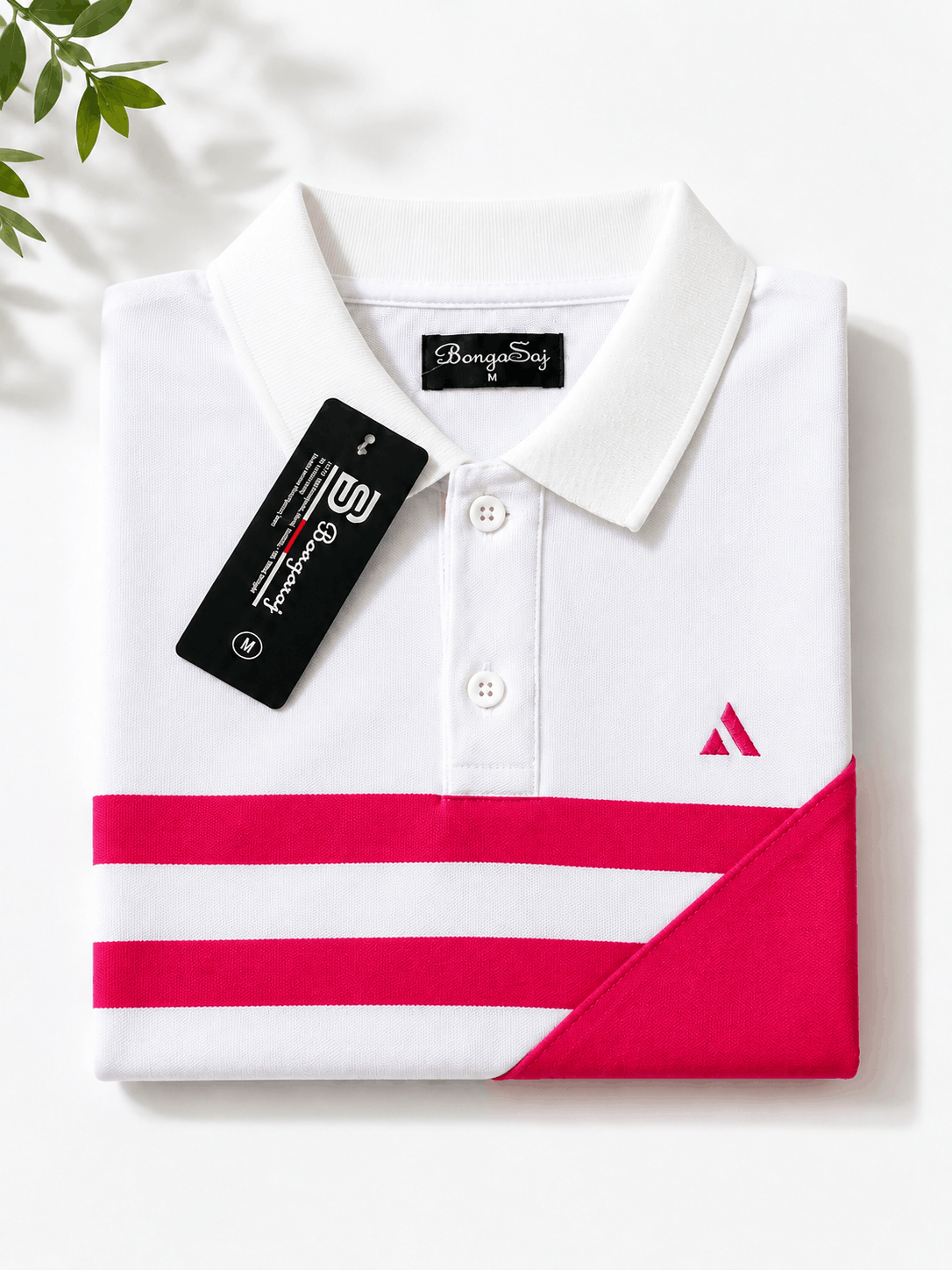 Men's Premium Cotton Piqué Polo T-Shirt – White & Hot Pink